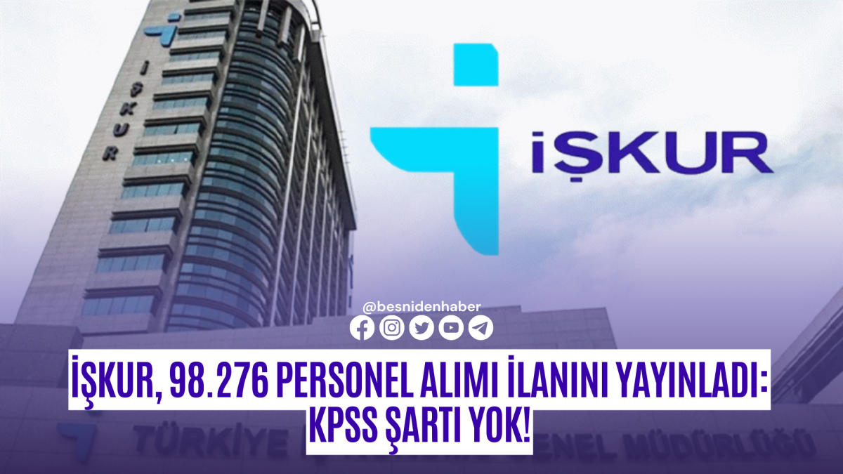 İŞKUR, 98.276 PERSONEL ALIMI İLANINI YAYINLADI: KPSS ŞARTI YOK!