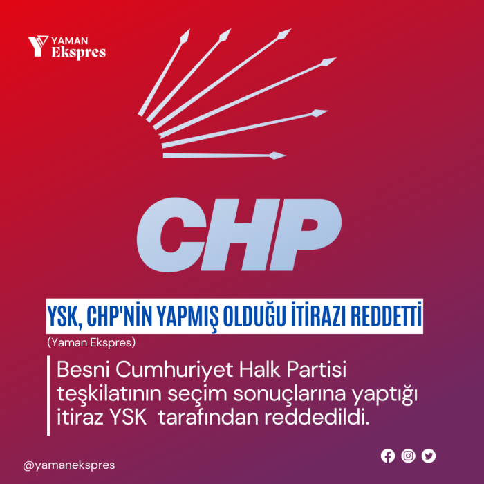Yüksek seçim kurulu CHP Besni teşkilatını itirazını ret etti